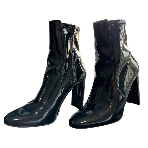 ALDO BLOCK HEEL  PLATFORM BOOTS PATENT PUMPS WOMENS SIZE 7 BLACK - Picture 5 of 16